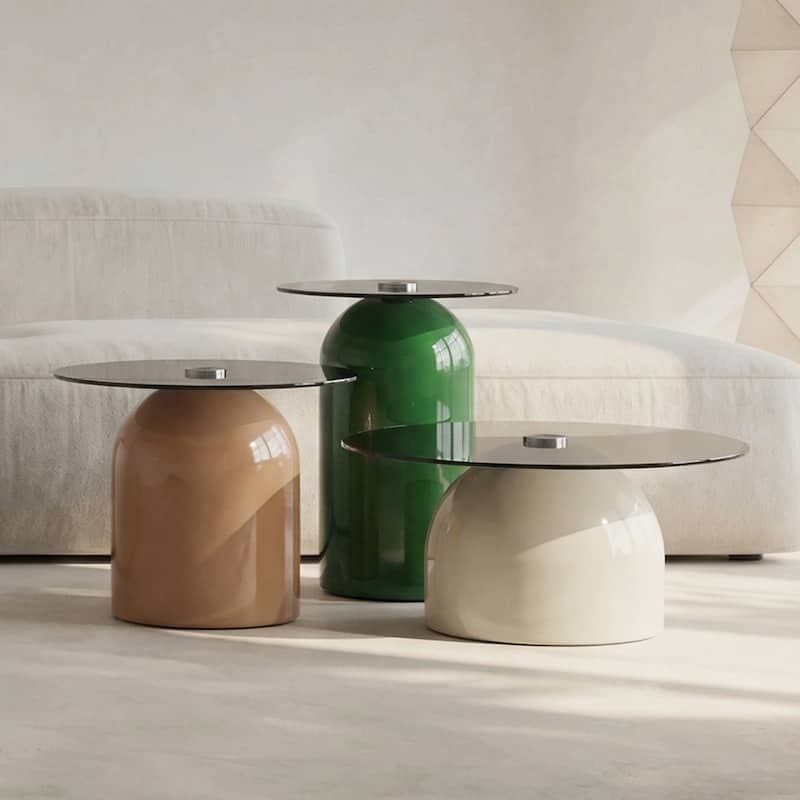 Nesting Coffee Table Set of 3,Glass Desktop for Living Room,Space Saving Circle Center Table for Saving Space,for Living Room