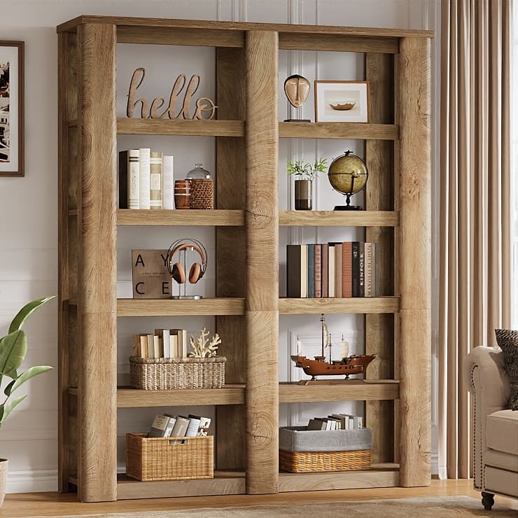 6 Tier Tall Narrow Bookshelf and Bookcase - 11.81" D x 55.12" W x 70.87" H