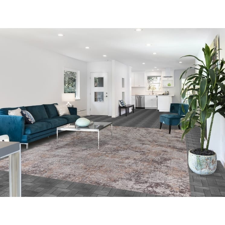 Beige Modern Area Rug Handmade Wool Carpet - 8'0"x 11'4"
