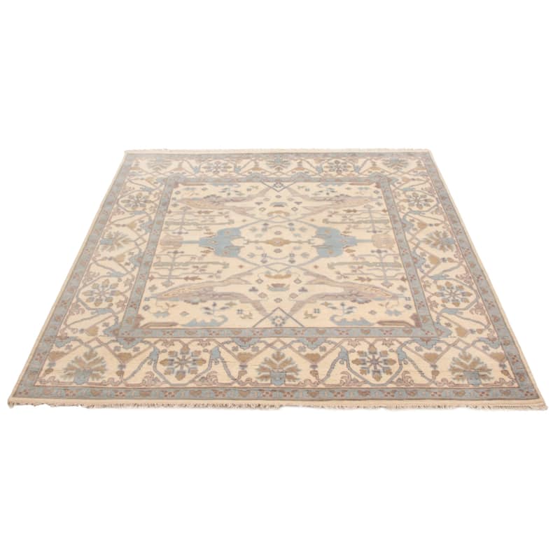 ECARPETGALLERY Hand-knotted Royal Oushak Cream Wool Rug - 8'1 x 8'1