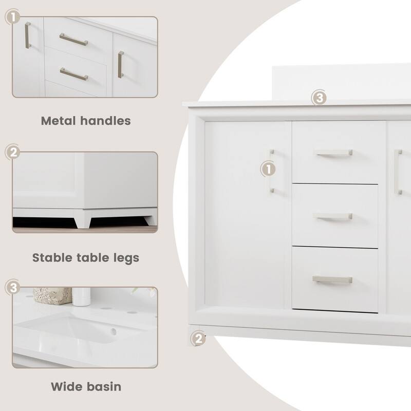 Minimalist 48-Inch Double Sink Bathroom Vanity – Solid Color MDF