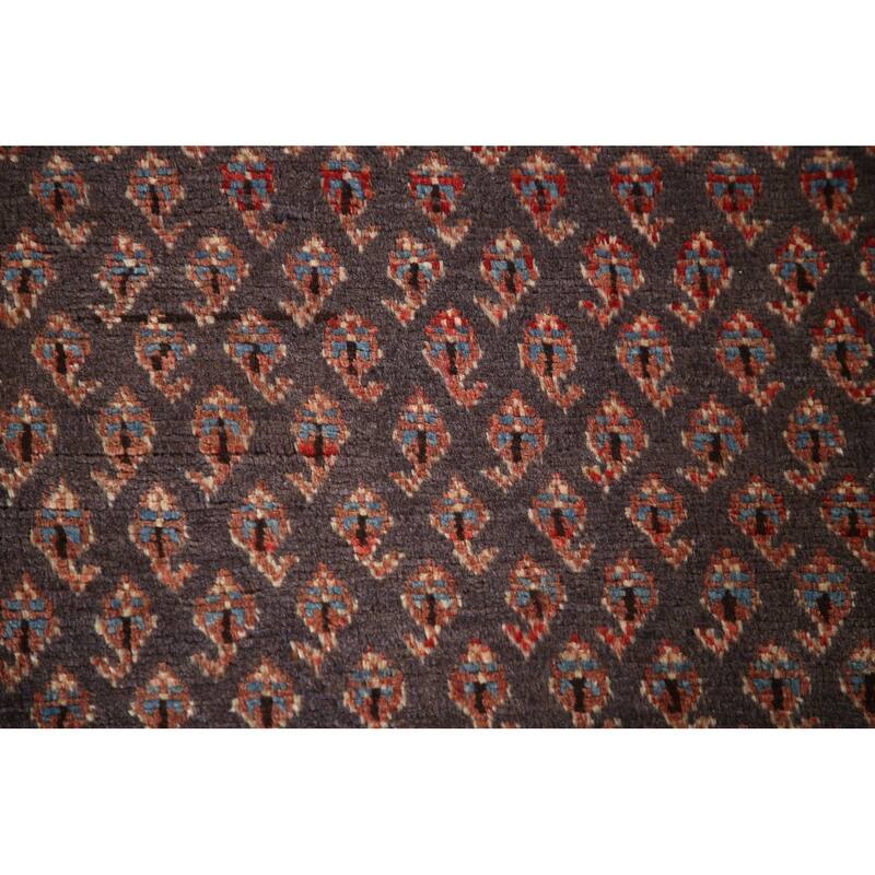Hand Knotted Oriental 100% Wool Carpet Traditional All-Over Greys & Charcoal Botemir Runner Rug - 10' 4'' X 3' 4''