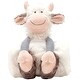 preview thumbnail 2 of 1, Mina Victory Plush Lines Cow Plush W/Blanket 7" x 17" Ivory Indoor - 7" x 17"