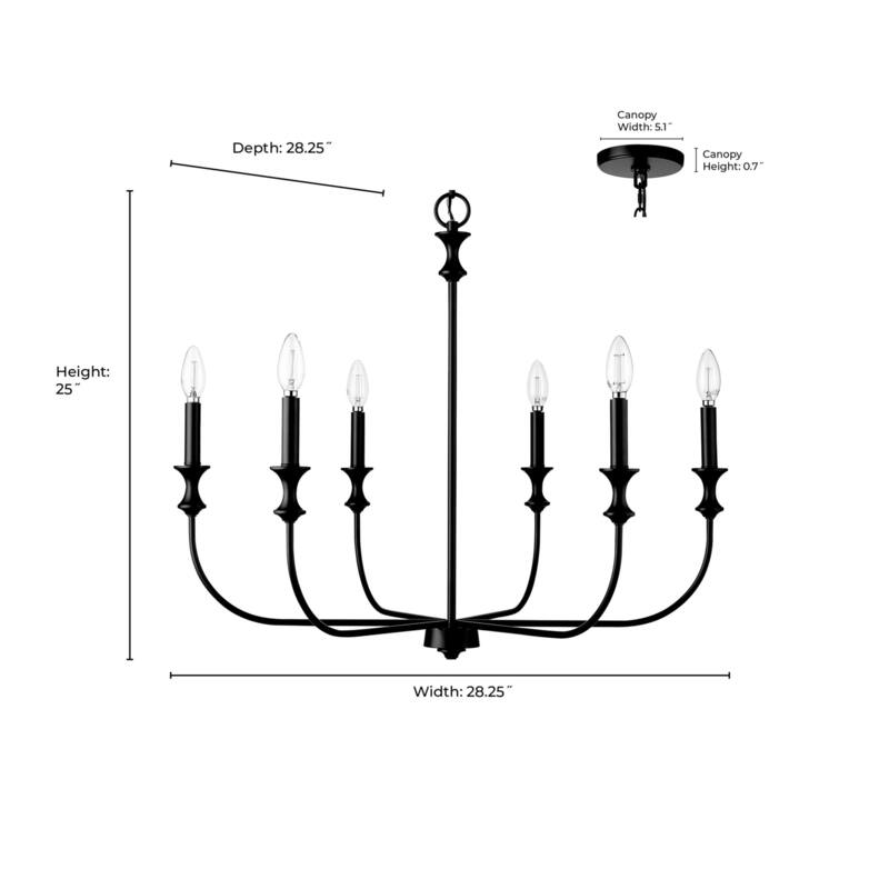 Millennium Lighting 29506 Savanne 6 Light 28" Wide Taper Candle Style