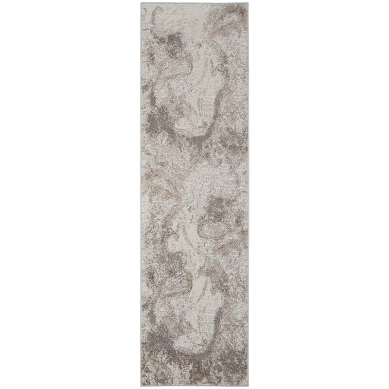 Fozow Abstract Modern Non Skid Stain Resistant Low Pile Area Rug By HomeRoots - 90' X '27' X '0.25