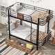 preview thumbnail 2 of 9, Twin XL over Twin XL Industrial Modern Bunk Kids Bed Frame with Guardrail and Two Storage Drawers, Easy to Assemble, Black