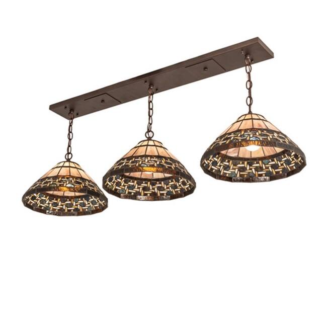 Meyda Tiffany 249942 3 Light 48" Wide Linear Pendant - Craftsman Brown