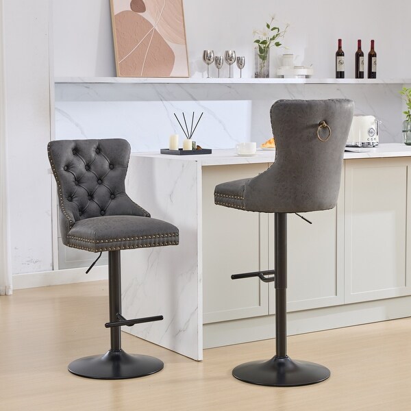Old School Pu Bar Stool Vintage PU Leather/Velvet Bar Stools W
