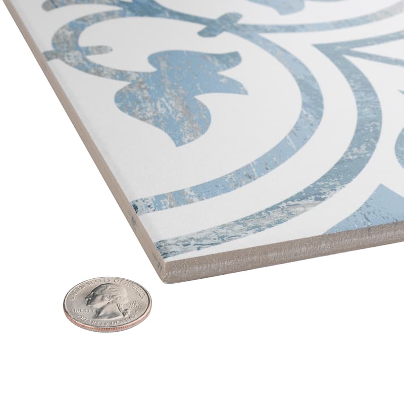 Merola Tile Cassis Arte Blue 9-3/4" x 9-3/4" Porcelain Floor and Wall Tile