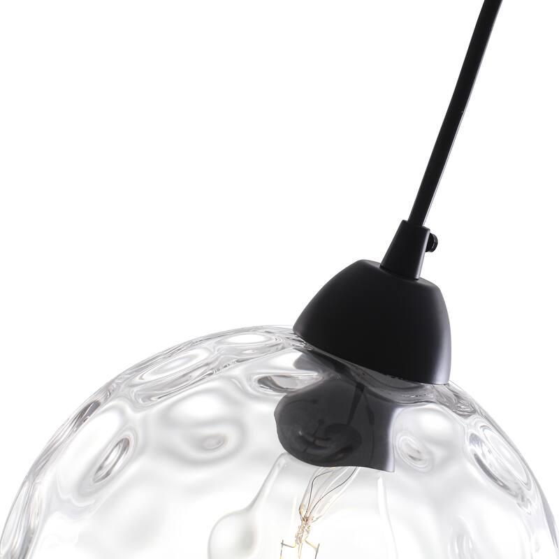 Modern Textured Glass Globe Pendant Light - Matte Black