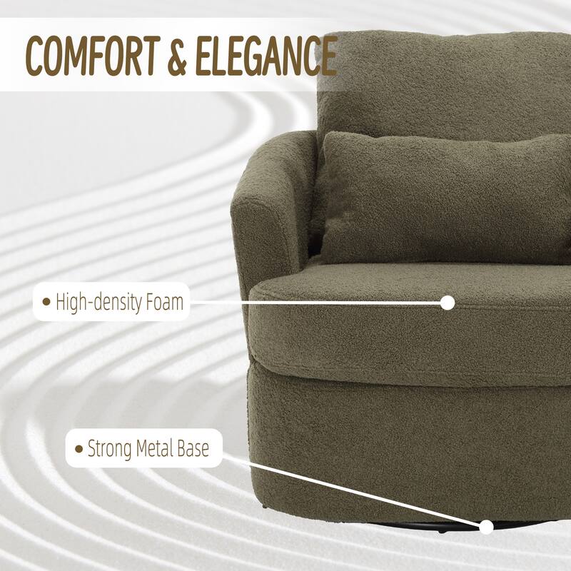 Swivel Barrel Chair, Comfy Round Accent Sofa Chair for Living Room, 360 Degree Swivel Barrel Club Chair, Leisure Arm Chair