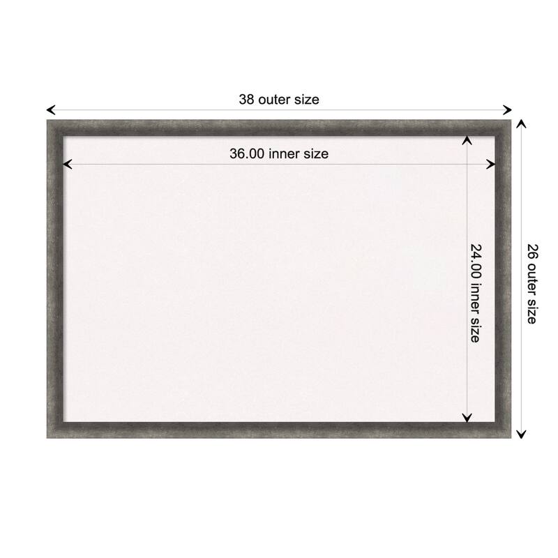 Burnished Concrete Narrow Wood Framed White Corkboard Bulletin Board - Board Size 36x24