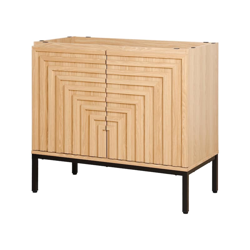 Rowan Geometric Modern Transitional 2-Shelf Bath Vanity Cabinet Only (Sink Basin Not Included), By JONATHAN Y