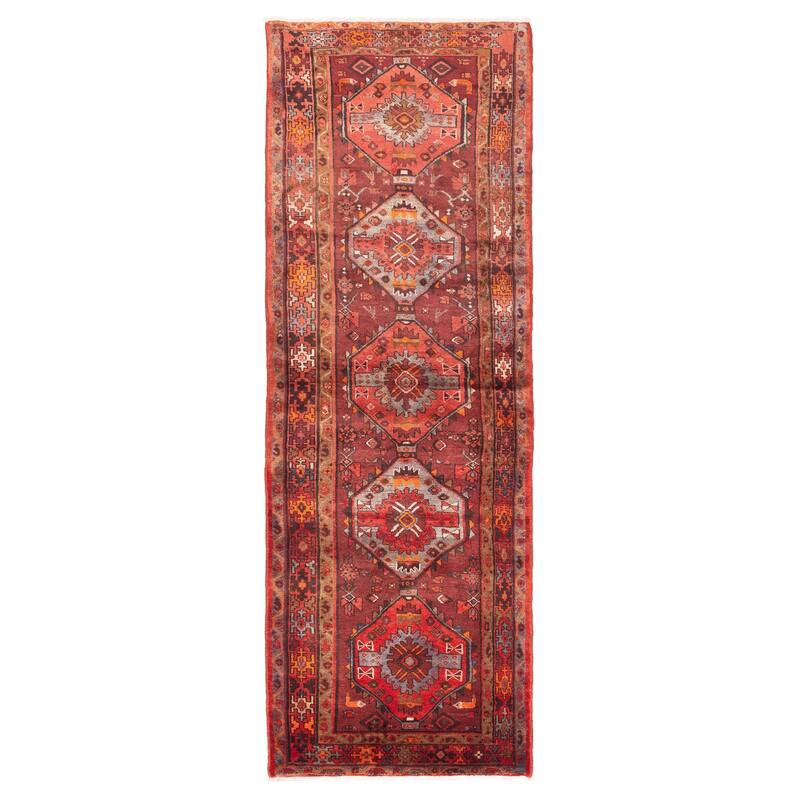 ECARPETGALLERY Hand-knotted Konya Anatolian Dark Red Wool Rug - 3'5 x 10'2