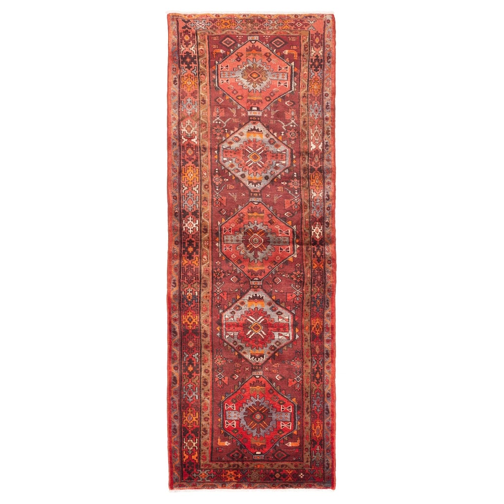 ECARPETGALLERY Hand-knotted Konya Anatolian Dark Red Wool Rug - 3'5 x 10'2