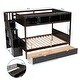 preview thumbnail 38 of 40, Stylish & Elegant Multi-function Twin over Full Bunk Bed with Shelfs, Staircase and 2 Drawers, Maximized Storage Space, Grey