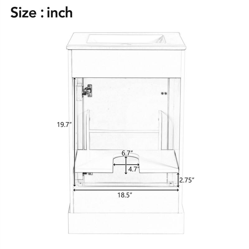 20'' Bathroom Vanity with Ceramic Sink Combo, Bathroom Storage Cabinet with 1 Soft Close Door, Storage Rack and Adjustable Shelf