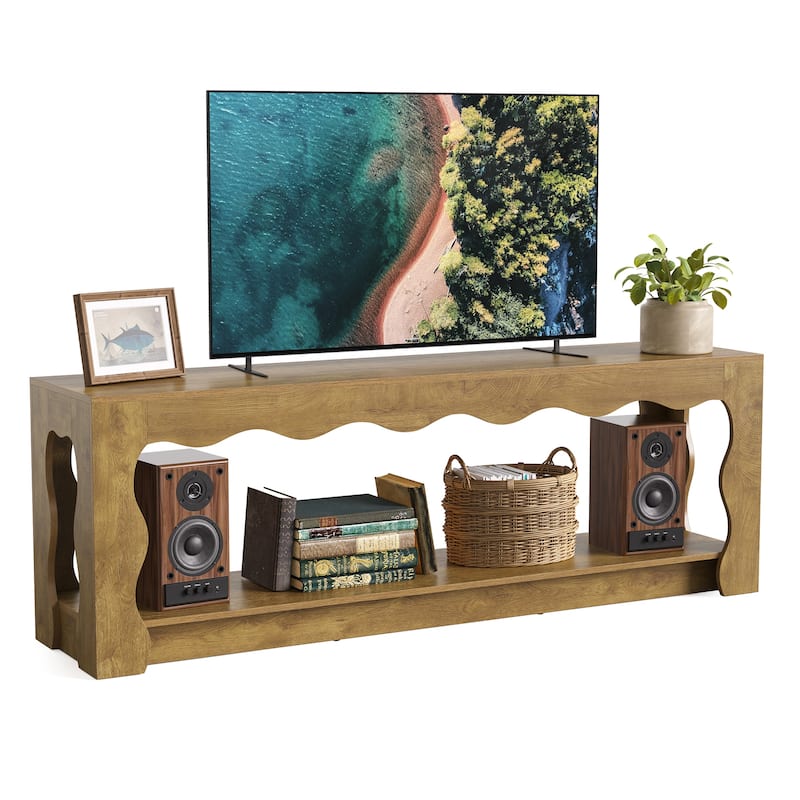 TV Stand for 65 Inch TV, Entertainment Center with Storage Cabinets, TV Media Console Table for Living Room, Bedroom, Open Shelf