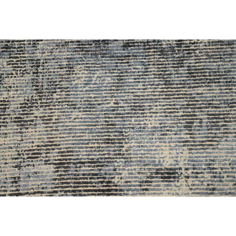 Hand Knotted Oriental Viscose Silk Carpet Modern All-Over Greys & Charcoal Abstract Area Rug - 7' 8'' X 5' 6''