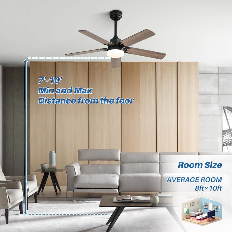 42"/52" Ceiling Fan with Remote,Dual Blade Finish,3CCT LED Light,Plywood Blades,Flush Mount and Downrod Mount