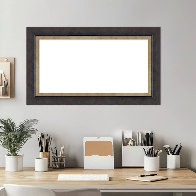 Amanti Art Hammered Charcoal Tan Framed Dry Erase Magnetic Board