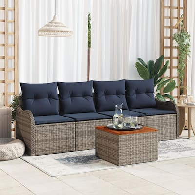 vidaXL 5 Piece Garden Sofa Set with Cushions - 90.9×24.4×27.2