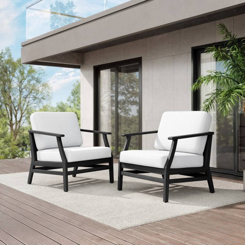 Teak Outdoor Patio Club Chairs Loveseat with Cushions
