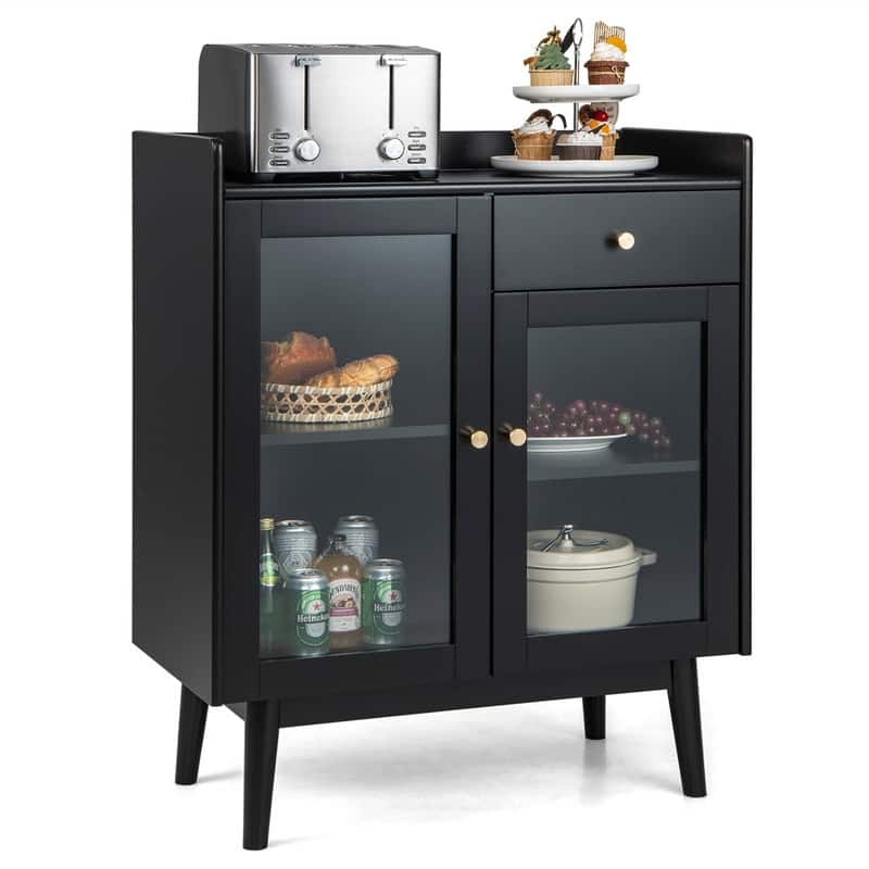 Black Buffet Cabinet with Storage - 16"D x 31.5"W x 37"H - 16"D x 31.5"W x 37"H - Black