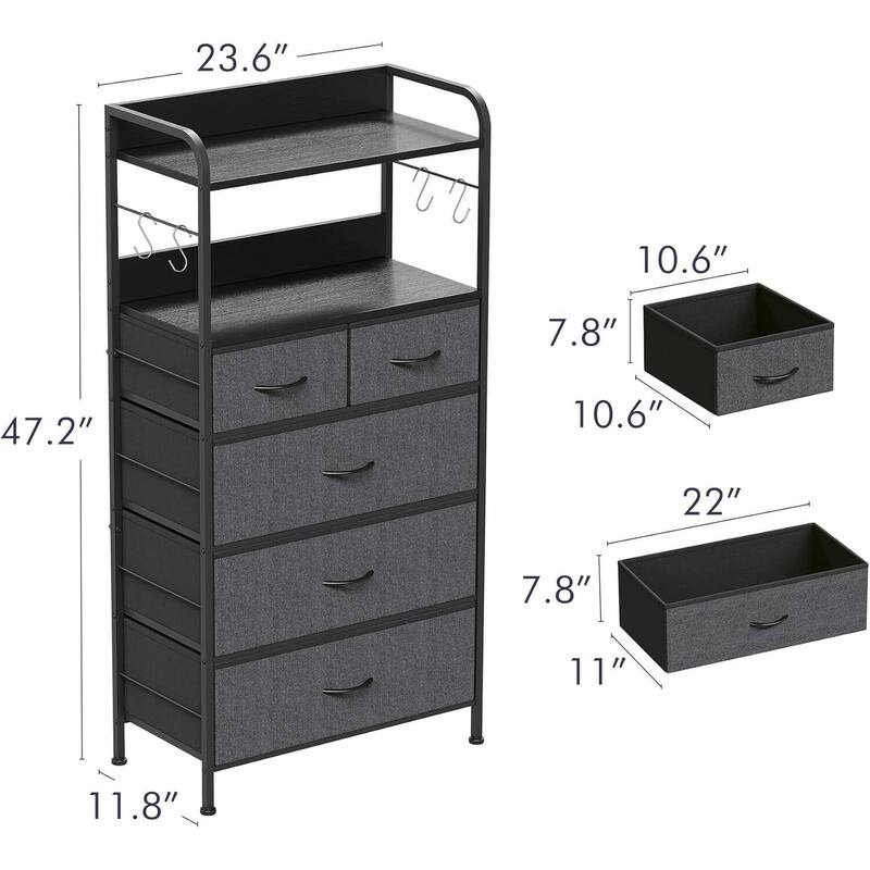 Dresser & Chest of Drawers Organizer Unit with 5 Drawers
