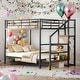 preview thumbnail 2 of 9, Full Over Full Metal Bunk Bed with Lateral Storage Ladder and Wardrobe