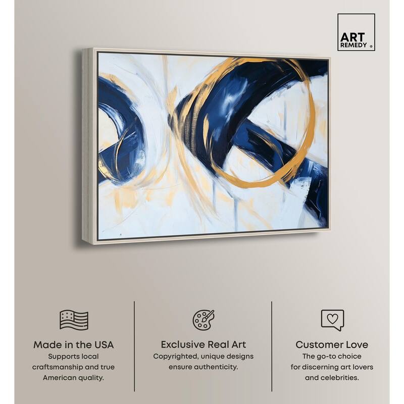Navy and Gold Rings II Canvas by Art Remedy
