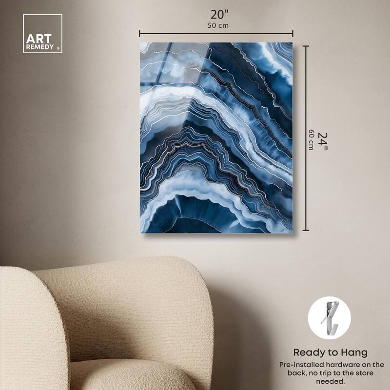 Azure Abyss Layers Acrylic by Art Remedy, Ready to Hang