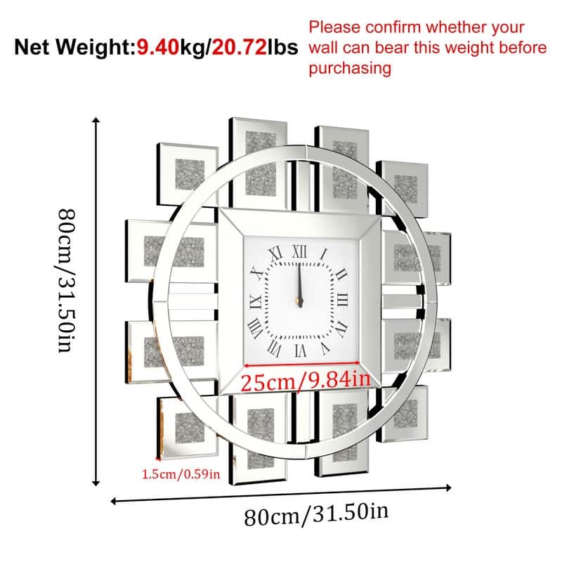 Large Modern Wall Clocks Mirror Silent Non Ticking Battery Operated Roman Numerals Clock