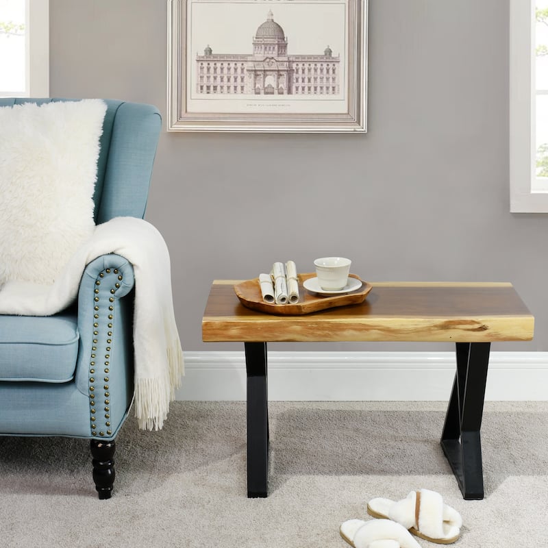 Natural Wood Rectangle Bench