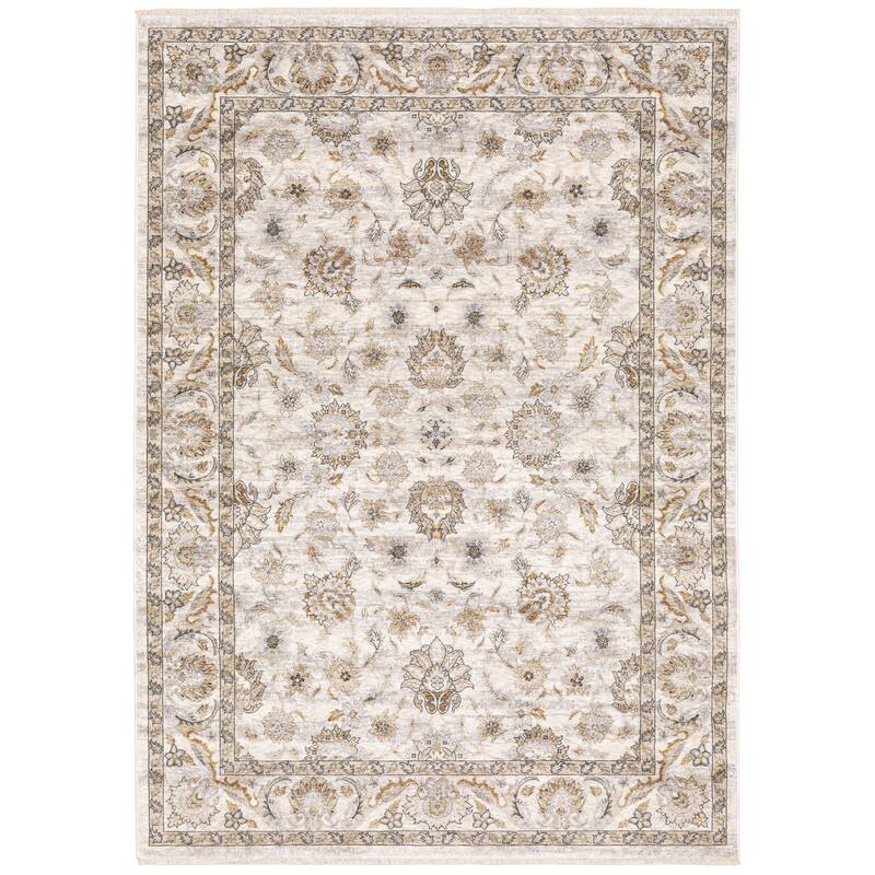 Style Haven Marley Distressed Vintage Fringed Area Rug - 3'3" x 5' - Ivory/ Grey - Rectangle