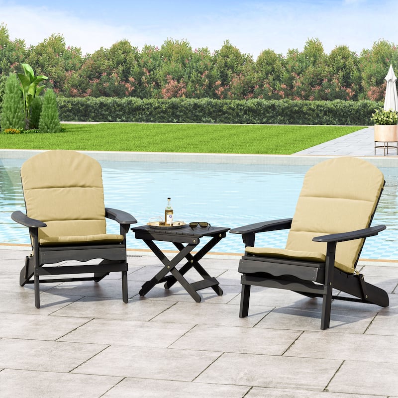 Malibu Outdoor 2 Seater Acacia Wood Chat Set with Water Resistant Cushions by Christopher Knight Home - Dark Gray + Khaki