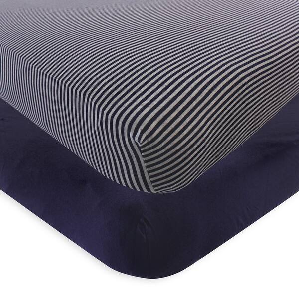 slide 1 of 1, Touched by Nature Baby Organic Cotton Crib Sheet, Navy Heather Gray, One Size - Navy Heather Gray - One Size One Size - Navy Heather Gray