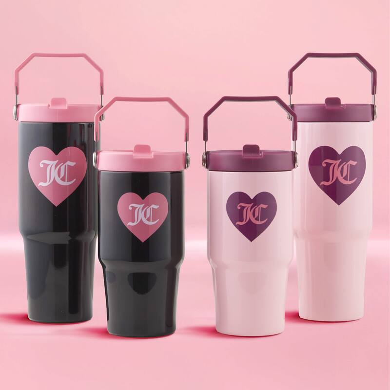 Juicy Couture Flip Flow Hydration Stainless Steel Screw Top Tumbler with Flip Straw 2-Pack