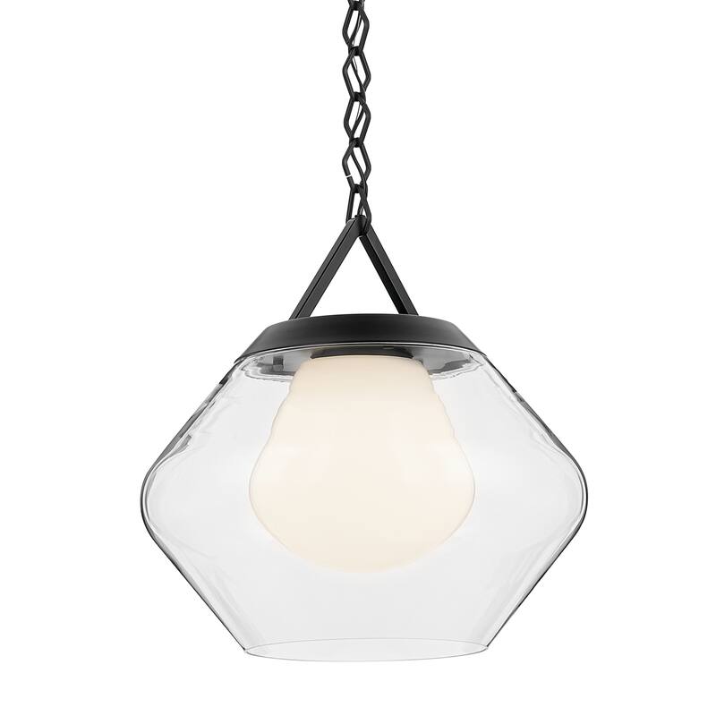 Kichler Lighting Nella 16 Inch 1 Light Pendant with Clear Outer Glass with Opal Interior Glass in Black - 12