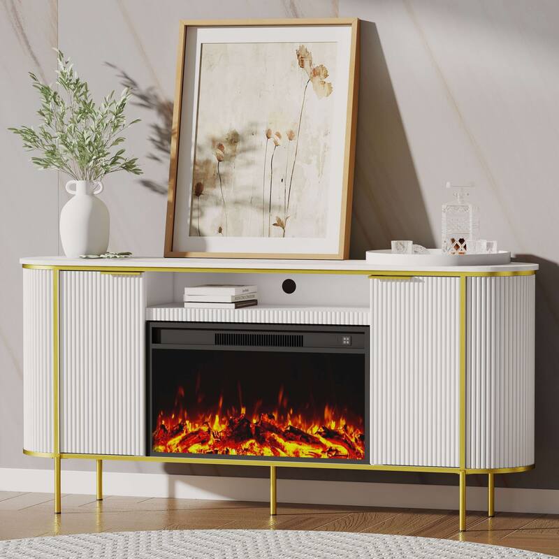 67" Electric Fireplace TV Stand Console Table for TVs up to 75"