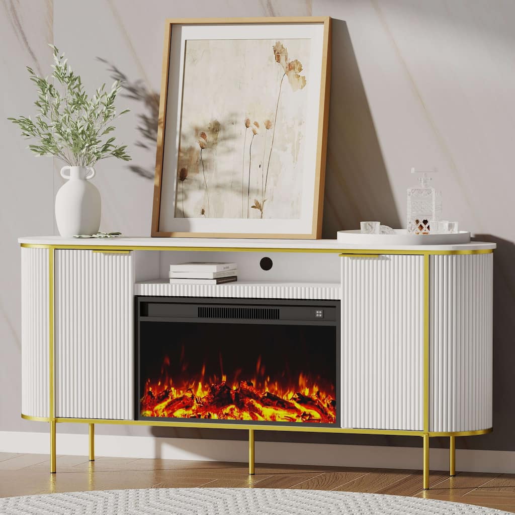 67" Electric Fireplace TV Stand Console Table for TVs up to 75"