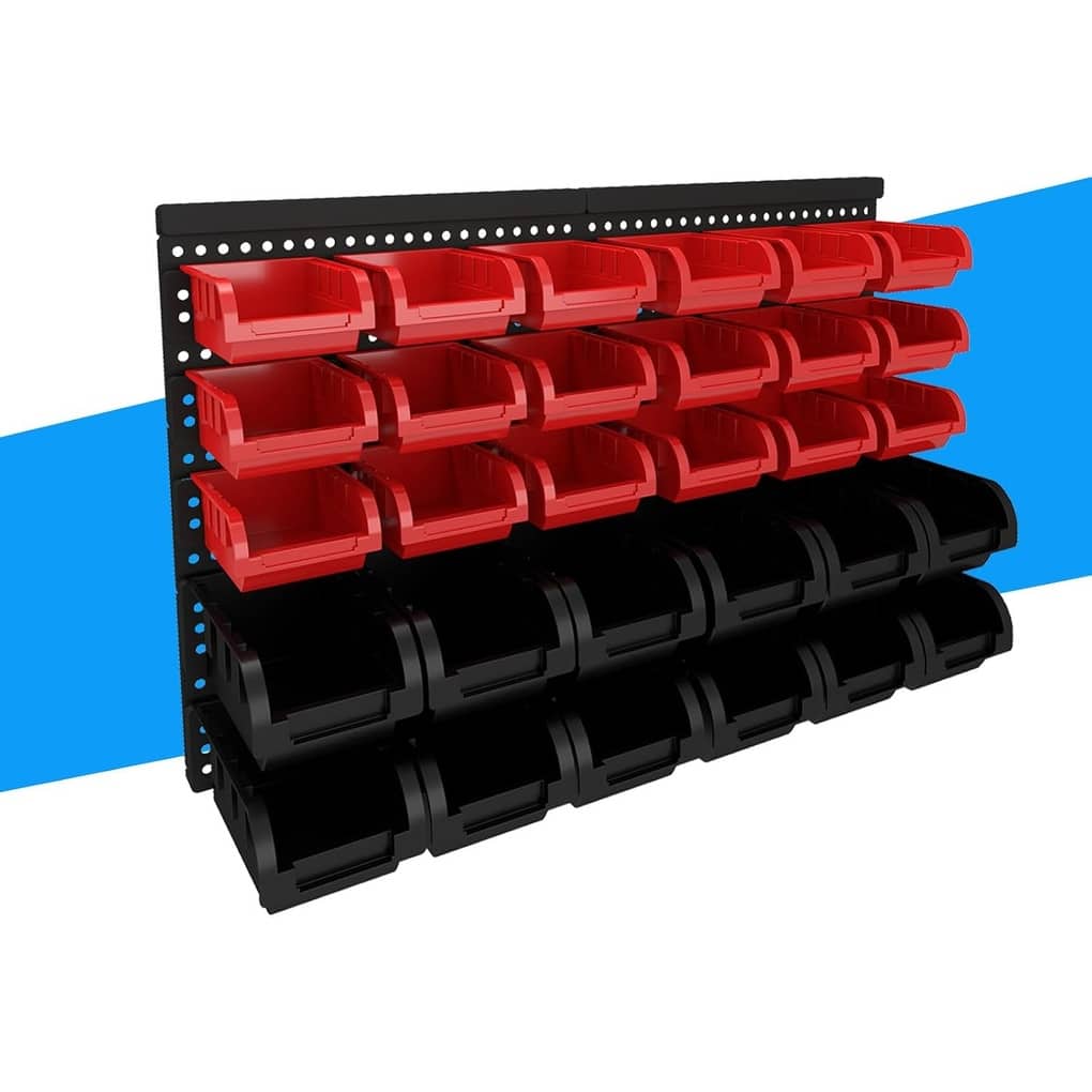 30/60/90pcs Bins Wall-Mounted Storage Rack System, Heavy Duty Garage & Workshop Tool Organizer
