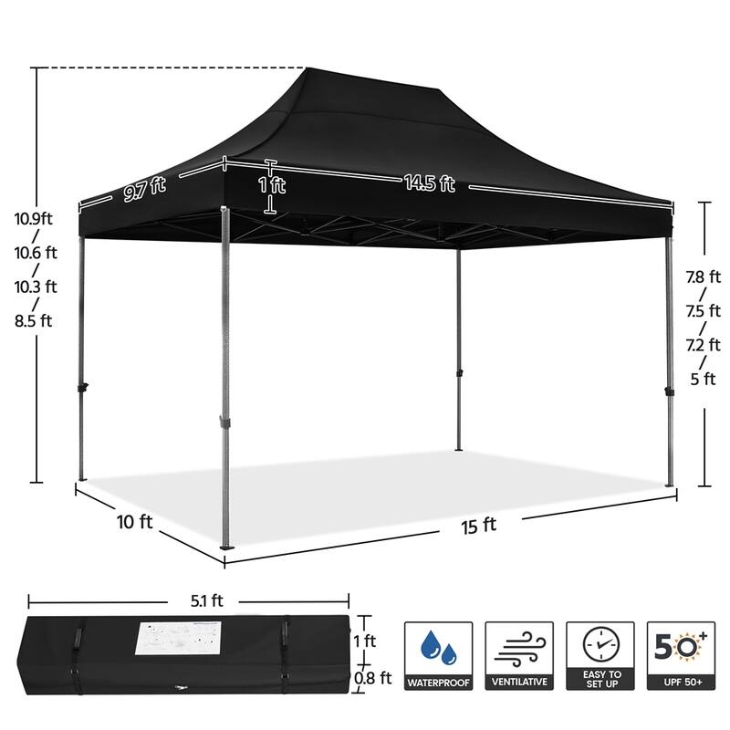 Yaheetech 10x15ft Pop Up Canopy Tent with Metal Frame for Outdoor