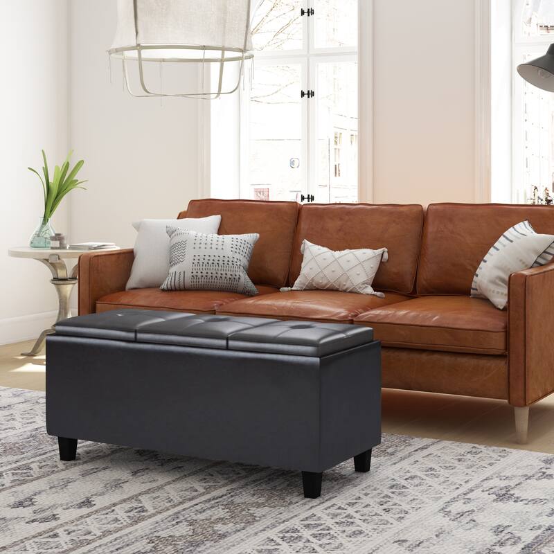 WYNDENHALL Franklin 42 inch Wide Contemporary Rectangle Storage Ottoman
