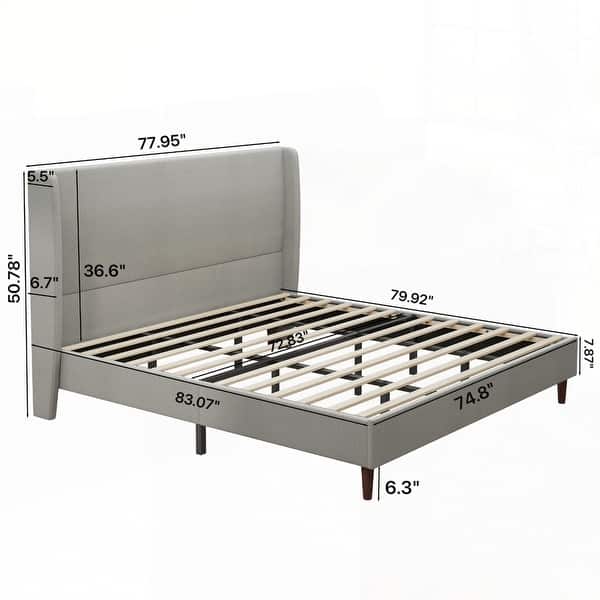 dimension image slide 6 of 27, Harper Tall Headboard Upholstered Bed