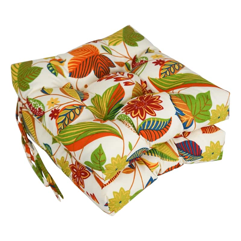 16-inch Square Tufted Indoor/Outdoor Chair Cushions (Set of 2) - 16"