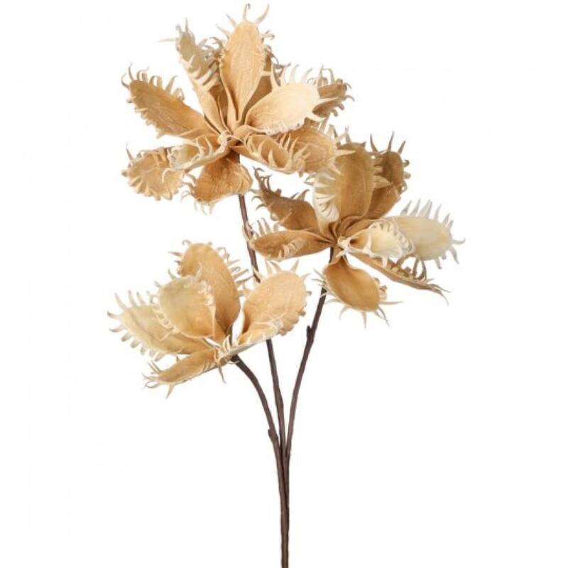Brown And Cream Triple Fly Trap Spray Faux Plants And Trees