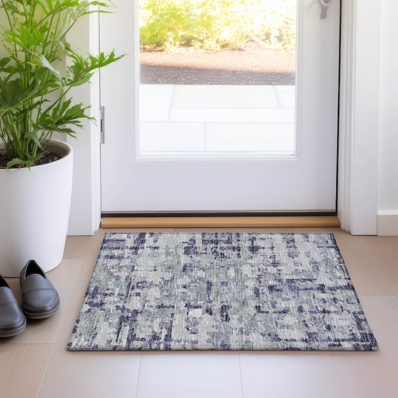 Premium Washable Super Soft Abstract Plaid Mayfield Rug - Purple - 1' 8" x 2' 6" - Rectangle