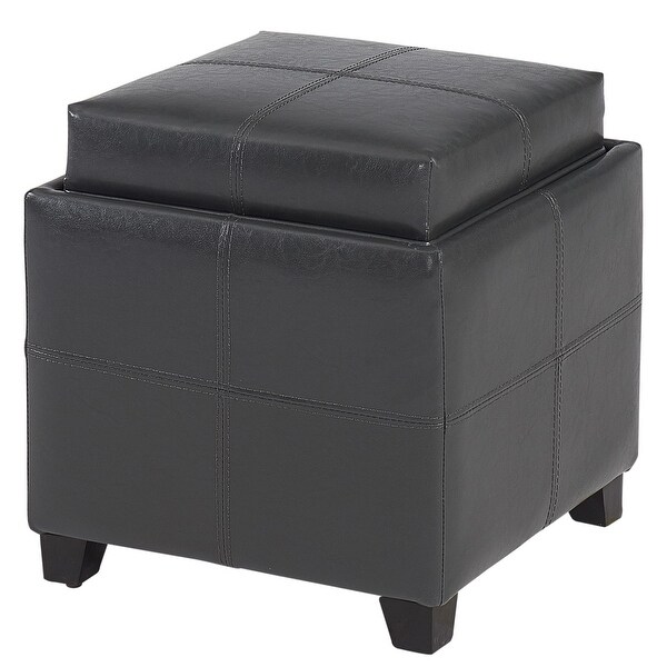 Shop 19" Gray Solid Storage Ottoman with Reversible Tray ...