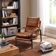 preview thumbnail 13 of 15, Art Leon Art Leon Comfortable Genuine Leather Accent Lounge Chair with Cushion Seat Cognac